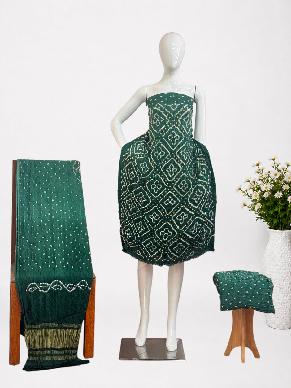 Premium Modal Silk Bandhani 3 Piece Dress Material