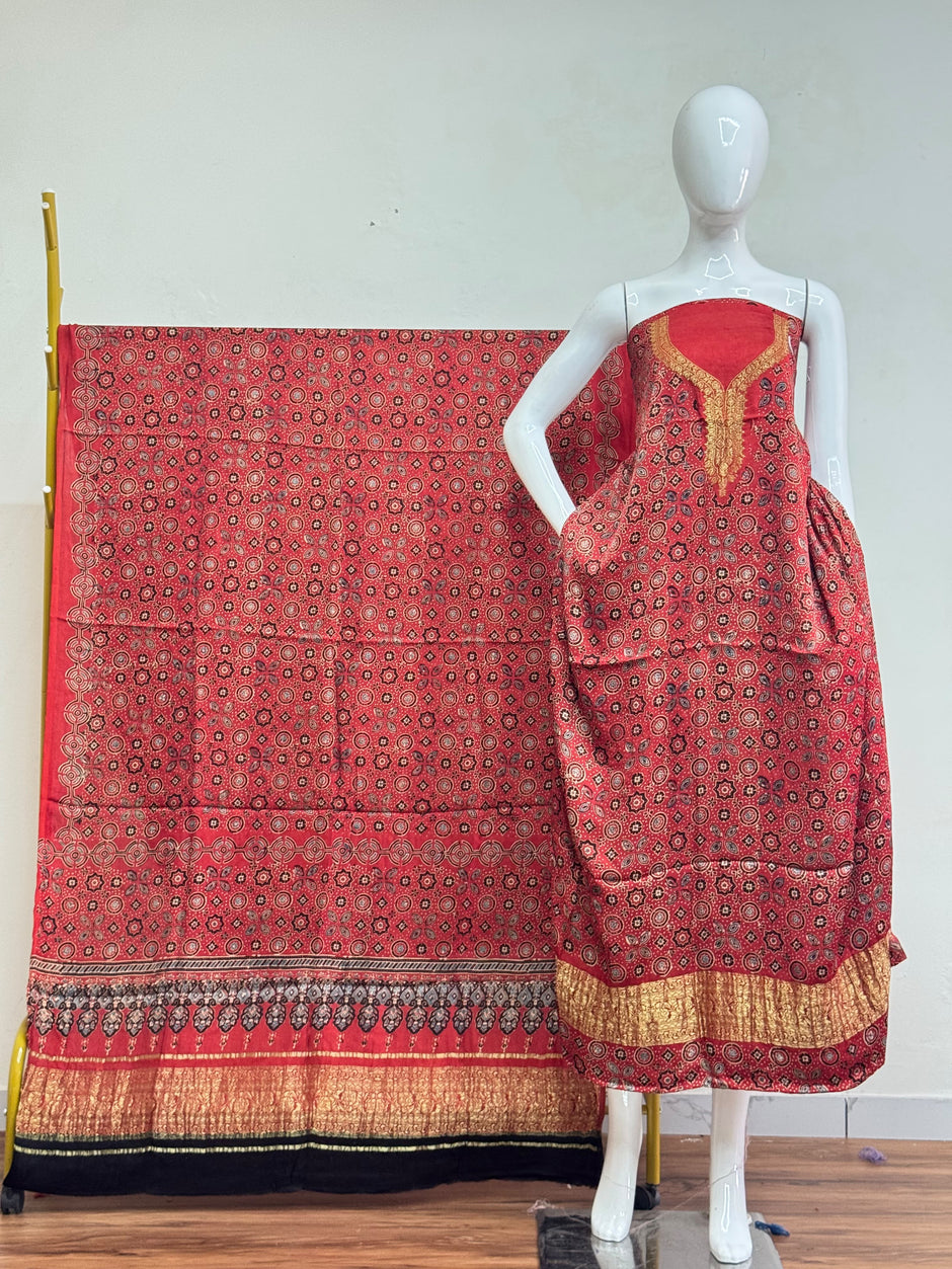 Premium Modal Silk Nakshi Zari Top & Dupatta 2-Piece Set 12 - The Ajrakh Studio
