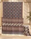 Elegant Modal Silk Ajrakh Hand Block Print Natural Dye Saree - The Ajrakh Studio