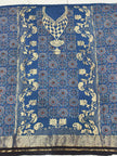 Premium Dola Silk Ajrakh Hand Block Print Natural Dye 2-Piece Suit with Zari Border Dupatta