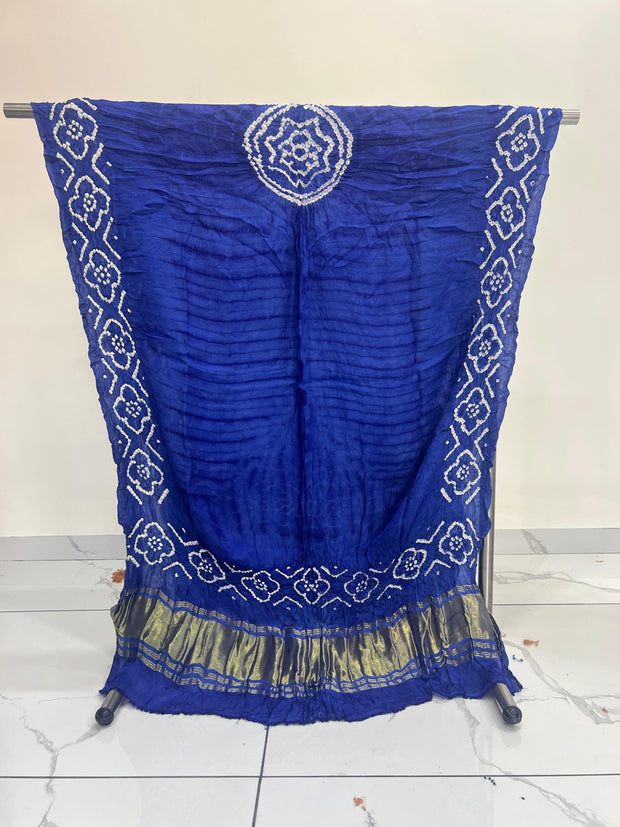 Blue & Black Modal Silk Tie & Dye Bandhani Dupatta 3 Piece Suits