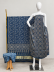 Havi Modal Silk Ajrakh Neptol Dye & Discharge Print Panel Design 3-Piece Suit - The Ajrakh Studio