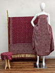 Havi Modal Silk Ajrakh Neptol Dye & Discharge Print Panel Design 3-Piece Suit - The Ajrakh Studio