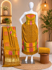 Premium Modal Silk Shibori & Bandhani 3 Piece Suit Set with Zari Pallu Dupatta | Women's Unstitched Dress Material