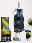 Multi-Color Shibori Modal Silk Unstitched Suit with Bandhani Border & Zari Dupatta