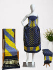 Multi-Color Shibori Modal Silk Unstitched Suit with Bandhani Border & Zari Dupatta