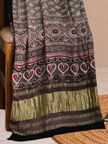 Ajrakh Hand Block Print Natural Dye Pure Modal Silk 3 Piece Suit with Zari Pallu Dupatta