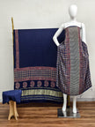 Havi Modal Silk Ajrakh Neptol Dye & Discharge Print Panel Design 3-Piece Suit - The Ajrakh Studio