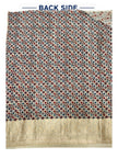 Premium Dola Silk Ajrakh Hand Block Print Natural Dye 2-Piece Suit with Zari Border Dupatta