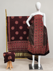 Havi Modal Silk Ajrakh Neptol Dye & Discharge Print Panel Design 3-Piece Suit - The Ajrakh Studio