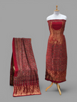 Premium Dola Silk Ajrakh Hand Block Print Natural Dye 2-Piece Suit with Zari Border Dupatta