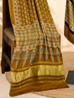 Premium Ajrakh Hand Block Print Modal Silk 3-Piece Suit Set with Zari Pallu Dupatta