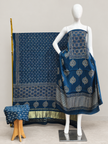 Havi Modal Silk Ajrakh Neptol Dye & Discharge Print Panel Design 3-Piece Suit - The Ajrakh Studio