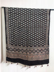 Ajrakh Modal Silk Natural Dye Dupatta with Tassels 09 - The Ajrakh Studio
