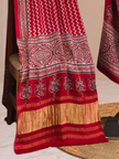 Premium  Ajrakh Hand Block Print Modal Silk 3-Piece Suit Set with Zari Pallu Dupatta