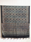 Ajrakh Modal Silk Natural Dye Dupatta with Tassels 05 - The Ajrakh Studio