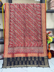 Dola Silk Ajrakh Hand Block Print Natural Dye Zari Pallu Dupatta 19 - The Ajrakh Studio