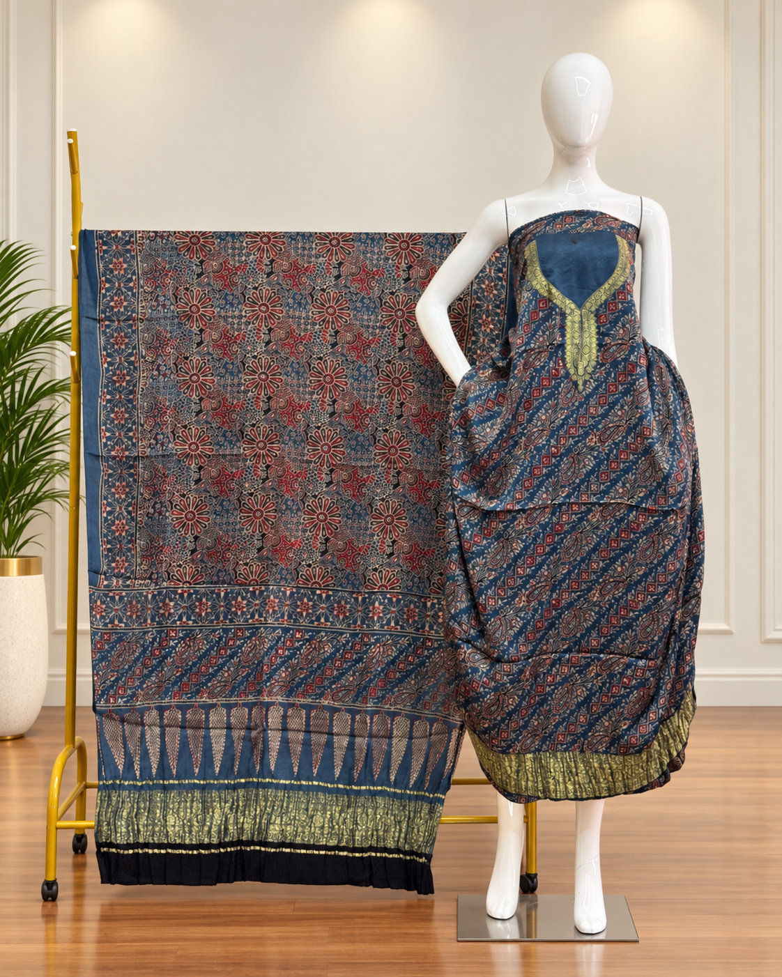 Premium Modal Silk Nakshi Zari 2-Piece Set - The Ajrakh Studio