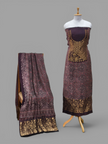 Premium Dola Silk Ajrakh Hand Block Print Natural Dye 2-Piece Suit with Zari Border Dupatta