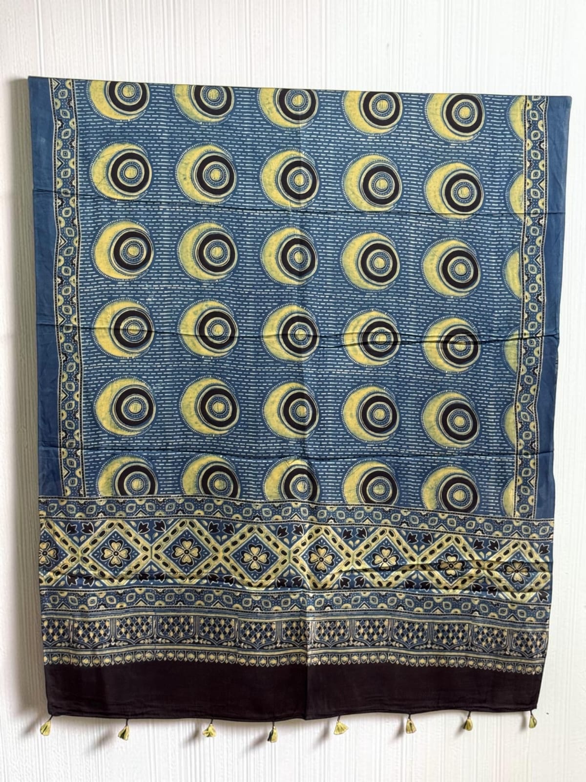 Ajrakh Modal Silk Natural Dye Dupatta with Tassels 23 - The Ajrakh Studio