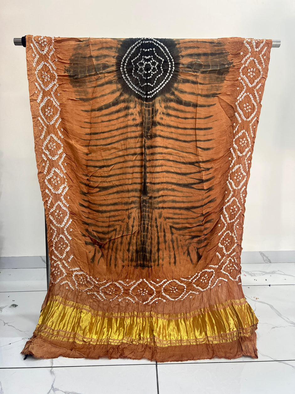Rust & Black Modal Silk Tie & Dye Bandhani Dupatta 3 Piece Suits