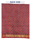 Premium Dola Silk Ajrakh Hand Block Print Natural Dye 2-Piece Suit with Zari Border Dupatta