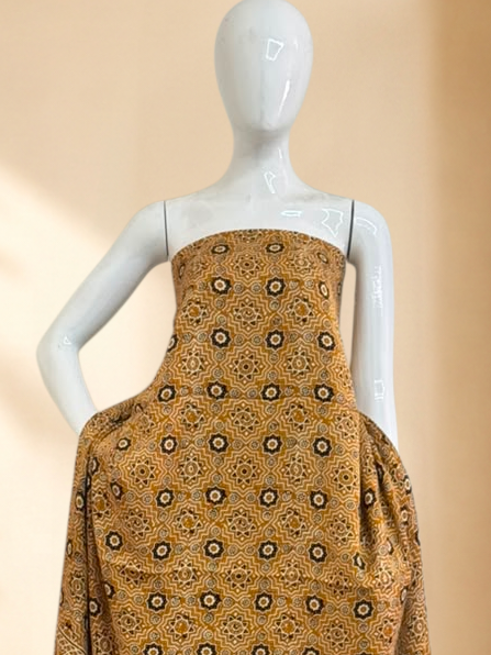 Premium Ajrakh Hand Block Print Modal Silk 3-Piece Suit Set with Zari Pallu Dupatta