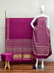 Havi Modal Silk Ajrakh Neptol Dye & Discharge Print Panel Design 3-Piece Suit - The Ajrakh Studio
