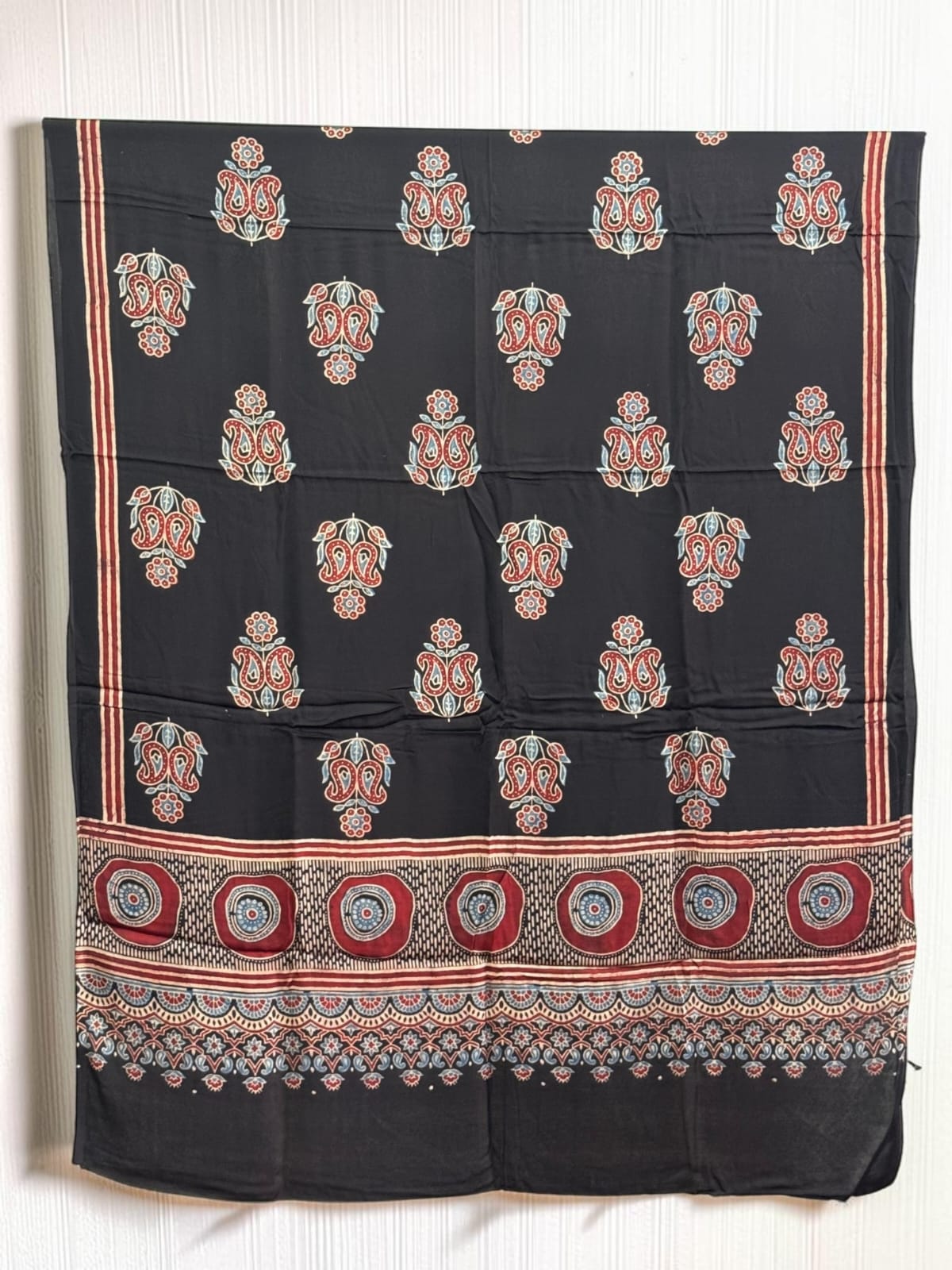 Ajrakh Modal Silk Natural Dye Dupatta with Tassels 37 - The Ajrakh Studio