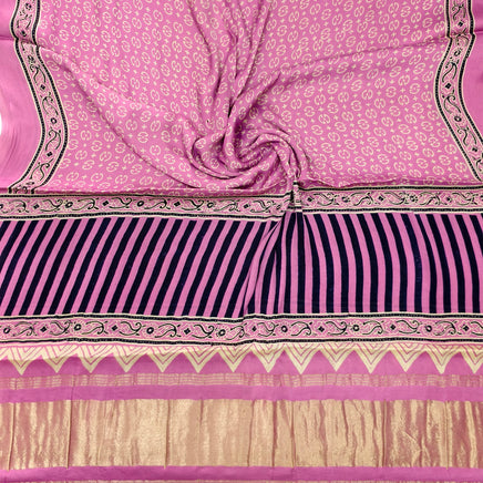 Premium Ajrakh Hand Block Print Modal Silk 3-Piece Suit Set with Zari Pallu Dupatta