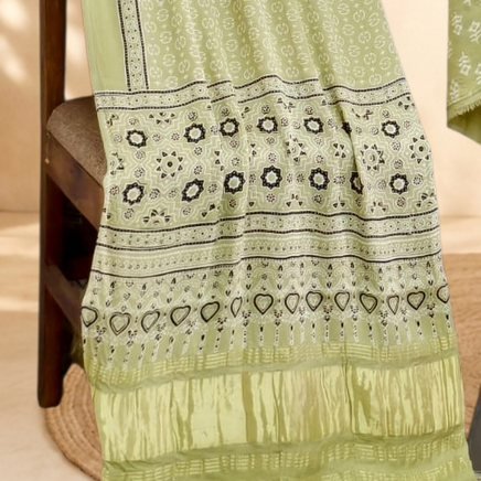 Premium Ajrakh Hand Block Print Modal Silk 3-Piece Suit Set with Zari Pallu Dupatta