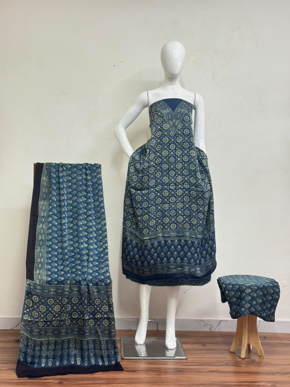 Havi Pure Modal Silk Ajrakh Natural Dye 3-Piece Suit 24 - The Ajrakh Studio