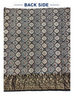 Premium Dola Silk Ajrakh Hand Block Print Natural Dye 2-Piece Suit with Zari Border Dupatta