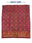 Premium Dola Silk Ajrakh Hand Block Print Natural Dye 2-Piece Suit with Zari Border Dupatta
