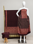 Havi Modal Silk Ajrakh Neptol Dye & Discharge Print Panel Design 3-Piece Suit - The Ajrakh Studio