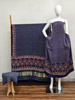 Havi Modal Silk Ajrakh Neptol Dye & Discharge Print Panel Design 3-Piece Suit - The Ajrakh Studio