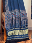 Ajrakh Hand Block Print Natural Dye Pure Modal Silk 3 Piece Suit with Zari Pallu Dupatta