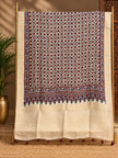 Dola Silk Ajrakh Hand Block Print Natural Dye Dupatta - The Ajrakh Studio