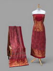Premium Dola Silk Ajrakh Hand Block Print Natural Dye 2-Piece Suit with Zari Border Dupatta
