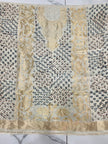 Premium Dola Silk Ajrakh Hand Block Print Natural Dye 2-Piece Suit with Zari Border Dupatta