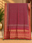 Dola Silk Ajrakh Hand Block Print Natural Dye Dupatta - The Ajrakh Studio