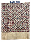 Premium Dola Silk Ajrakh Hand Block Print Natural Dye 2-Piece Suit with Zari Border Dupatta
