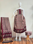 Ajrakh Hand Block Print Natural Dye Pure Modal Silk 3 Piece Suit with Zari Pallu Dupatta