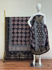 Meena Kari Dola Silk Ajrakh Hand Block Print 2-Piece Suit 09 - The Ajrakh Studio