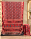 Elegant Modal Silk Ajrakh Hand Block Print Natural Dye Saree - The Ajrakh Studio