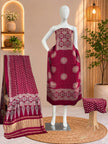 Premium  Ajrakh Hand Block Print Modal Silk 3-Piece Suit Set with Zari Pallu Dupatta