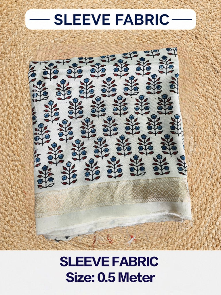 Premium Dola Silk Ajrakh Hand Block Print Natural Dye 2-Piece Suit with Zari Border Dupatta
