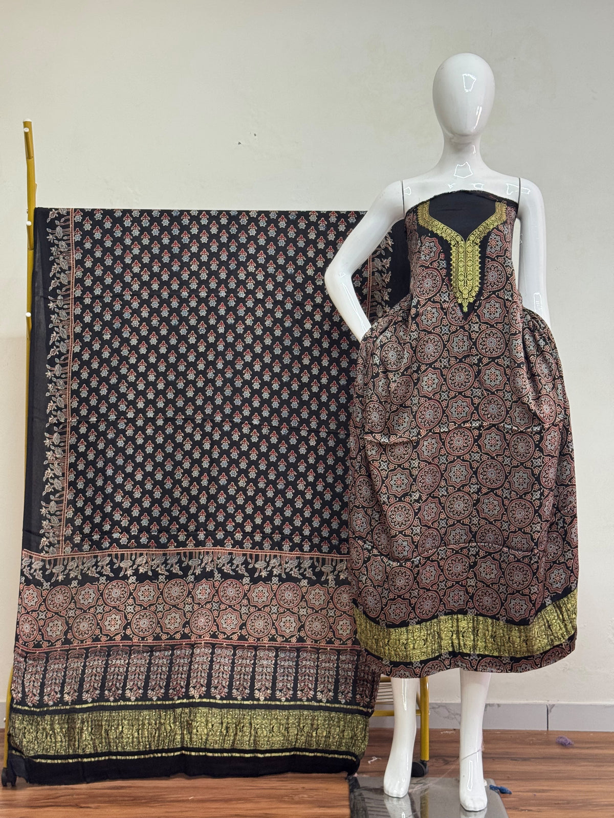 Premium Modal Silk Nakshi Zari Top & Dupatta 2-Piece Set 04 - The Ajrakh Studio