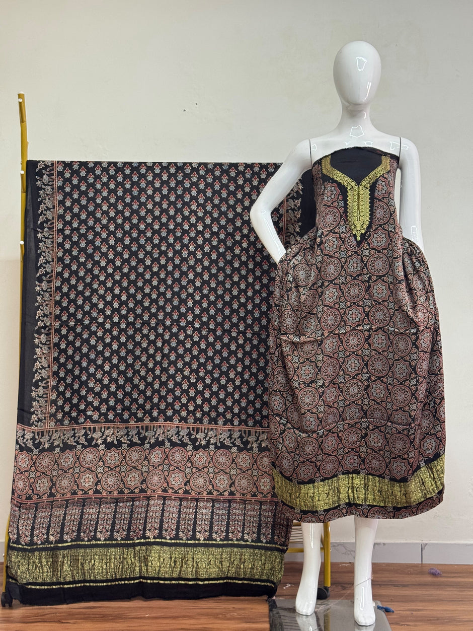 Premium Modal Silk Nakshi Zari Top & Dupatta 2-Piece Set 04 - The Ajrakh Studio