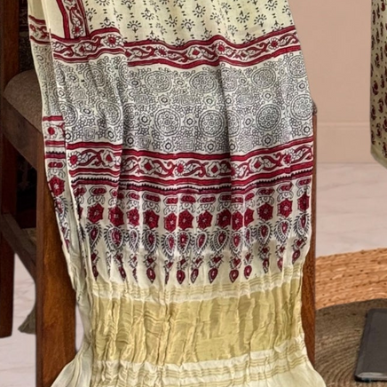 Premium  Ajrakh Hand Block Print Modal Silk 3-Piece Suit Set with Zari Pallu Dupatta